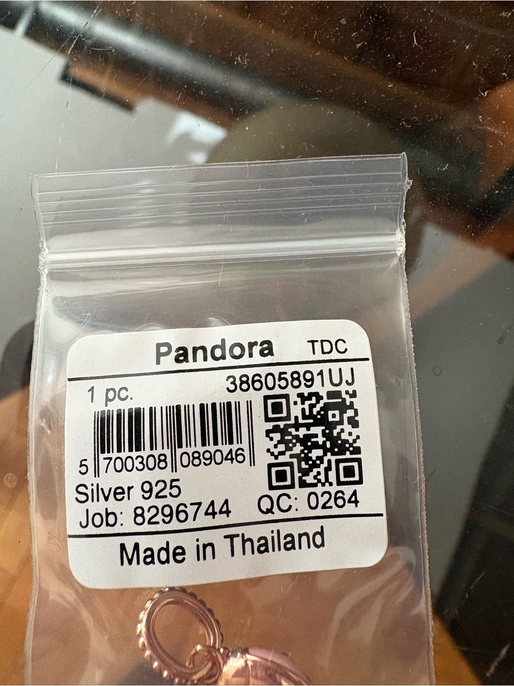 Pandora Silver 925 Rose Tone Charm in Clear Bag - Picture 2 of 4